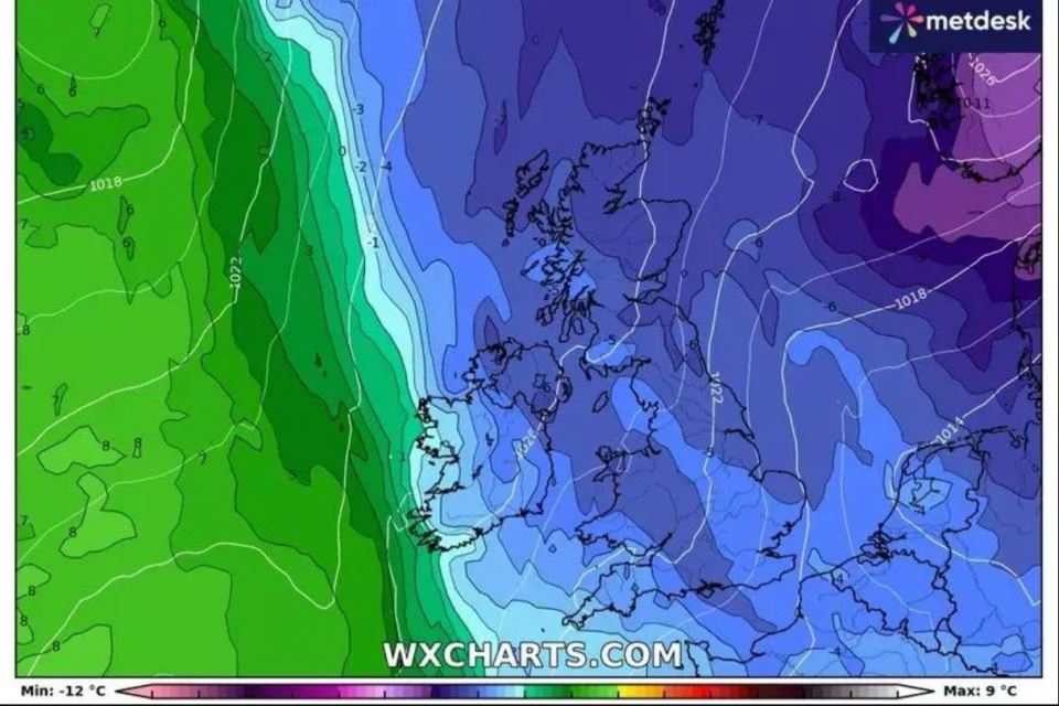 The country could see a mid-month shift as weather maps turn blue