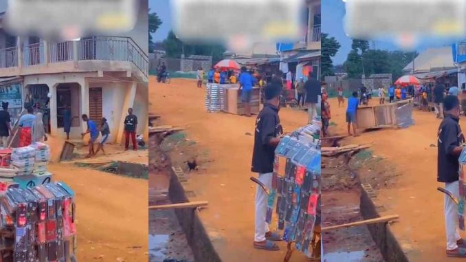 "he rolled his cross by him self" – Man seizes 'expensive' business kiosk from girlfriend over inf!delity in Igbesa (WATCH)