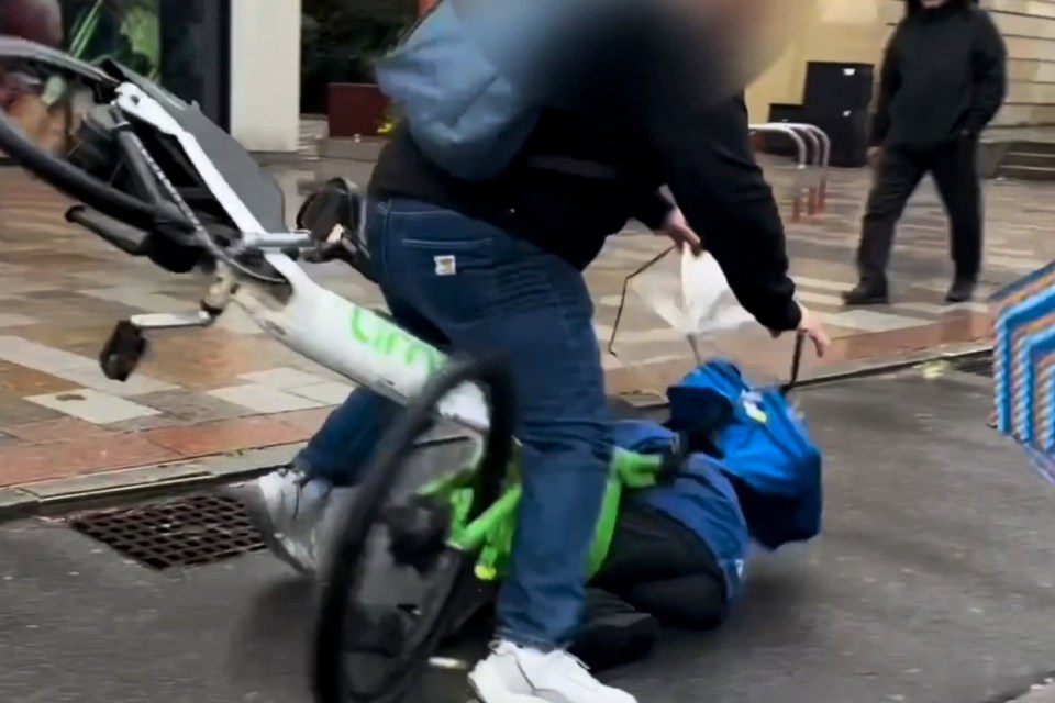 The cyclist could not stop in time and the boy was sent flying