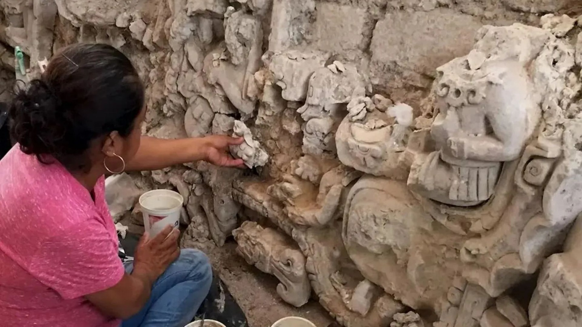 Archaeologists unearth rare serpent carvings depicting 'powerful snake dynasty' on ancient Mayan ball court