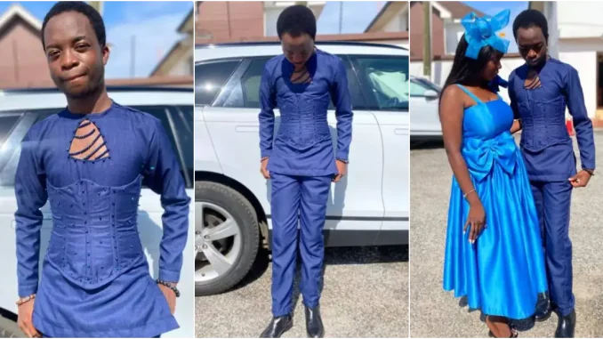 Ghanaian man goes viral for wearing corset to wedding party