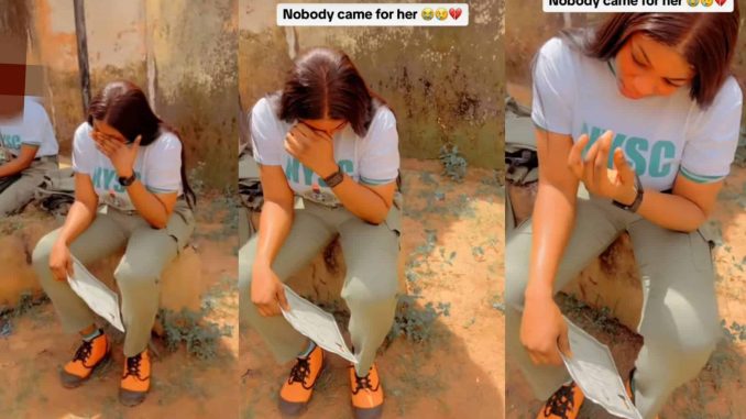 Female corper tears up after nobody came to celebrate her POP with her