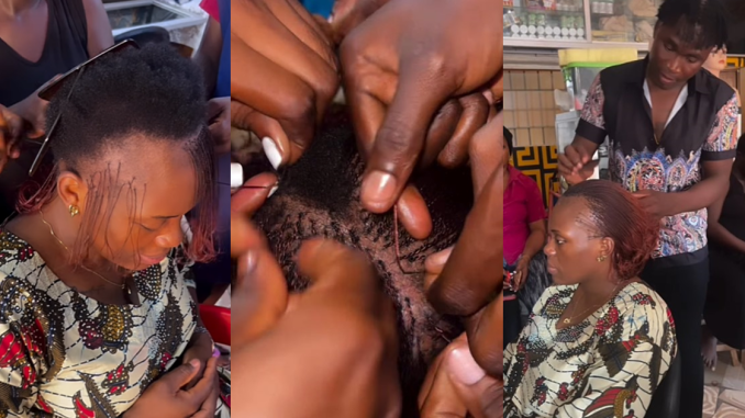 "Na why she no get front hair" – Woman rocks impressive one million braids, despite bald edges (VIDEO)