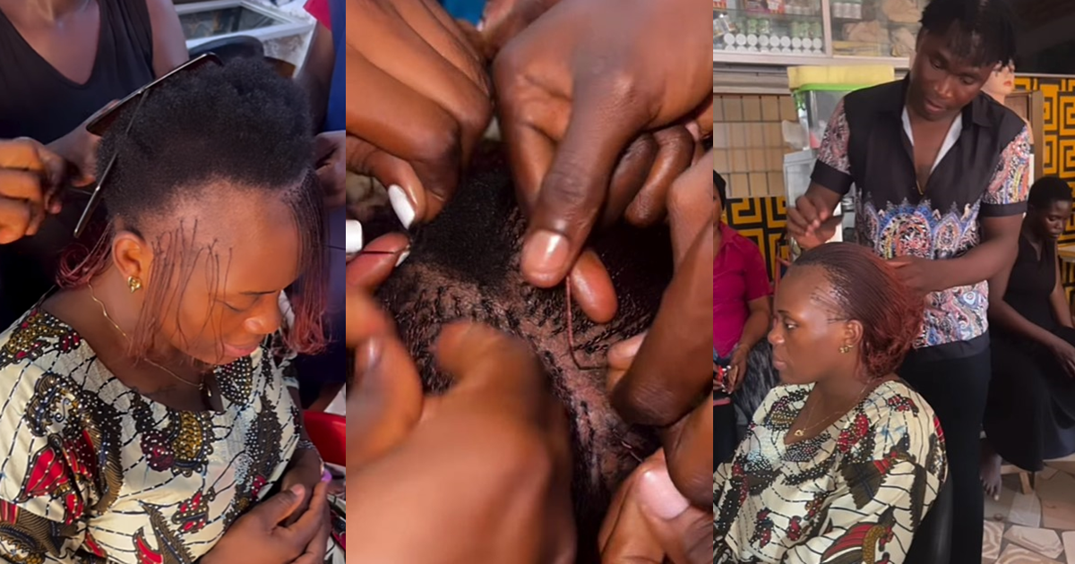 "Na why she no get front hair" – Woman rocks impressive one million braids, despite bald edges (VIDEO)