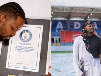 Fola David receives the record for the world's largest drawing by an individual (IMAGE)