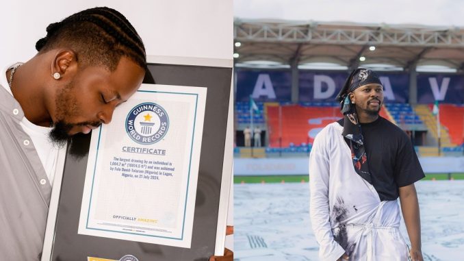 Fola David receives the record for the world's largest drawing by an individual (IMAGE)