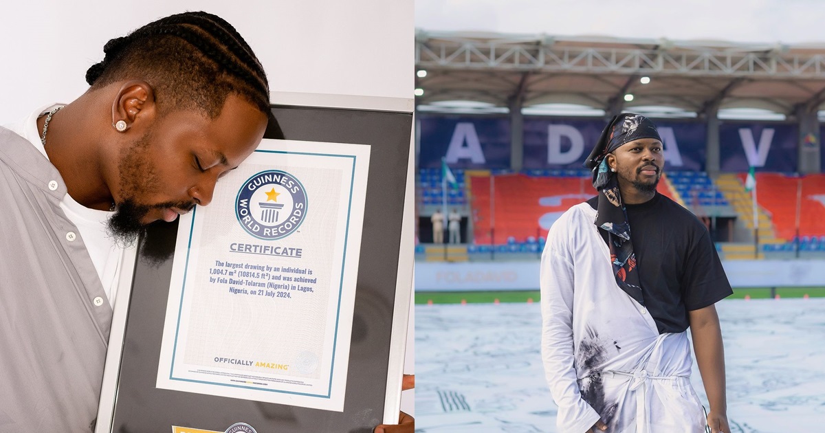 Fola David receives the record for the world's largest drawing by an individual (IMAGE)