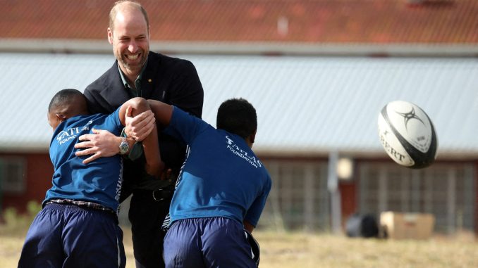 Prince William launches South Africa trip playing touch rugby with kids — and 'The Beast'