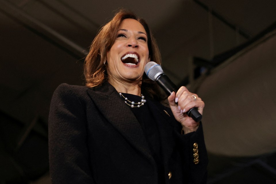 US Vice President Kamala Harris speaking during a campaign event in Scranton, Pennsylvania, also on Monday