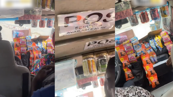 "if change no dey, collect sweet" – Lady left speechless after boarding a Warri bus doubled that as a mini-market (VIDEO)