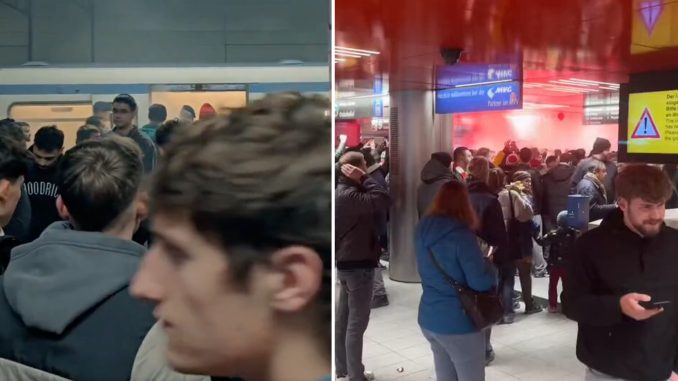 Champions League clash delayed as metro station evacuated after fans light pyrotechnics inside station