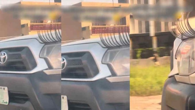 "car don first me fix lashes" – Motorist's Jaw Drops as Car in Lagos Rocks Eyelash Extension on Headlight (WATCH)