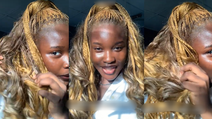 "It's only been a week" – Lady regrɘts spending ₦20,000 on French curls braid after online hype (VIDEO)