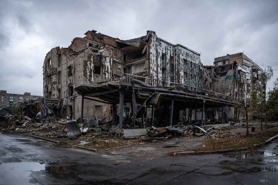 A destroyed building in Ukraine - where war has raged on for more than two and a half years