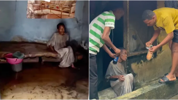 Man in tears after seeing living conditions of a helpless woman