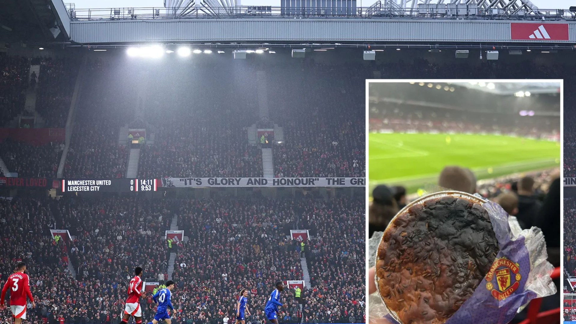 Man Utd slammed for selling burnt pie at Old Trafford as sickened fans say 'fitting for the season they're having'