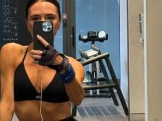 Victoria Beckham strips off to a bra for sweaty workout in home gym