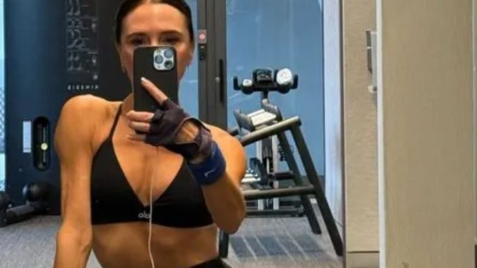 Victoria Beckham strips off to a bra for sweaty workout in home gym