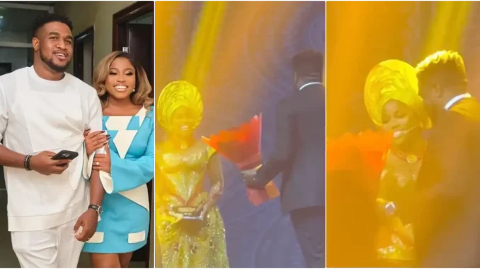 Moment Femi Atere surprises wife Veekee James at an event