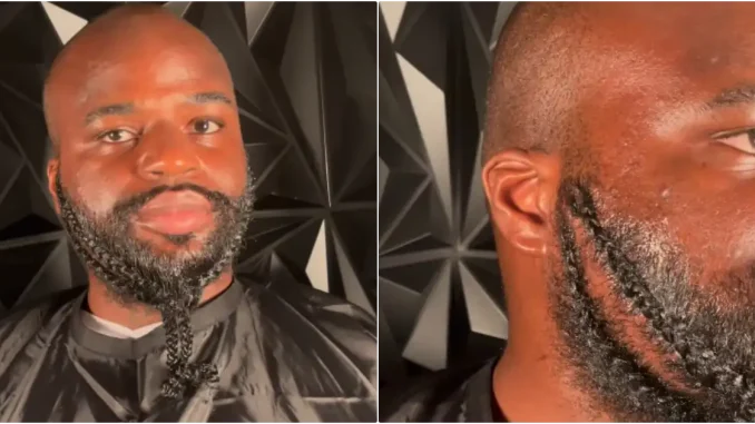 Hairstylist goes viral for unique braided beard on male client