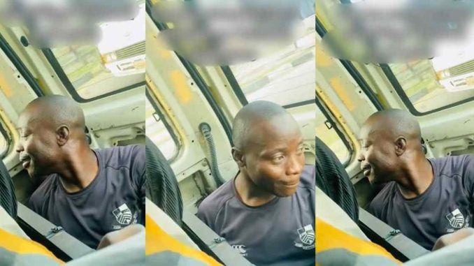 Bus conductor hides in vehicle to avoid 'agberos' extorti0n in Oshodi (WATCH)