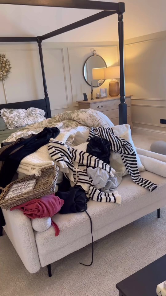 Even her bedroom was a mess with piles of clothes