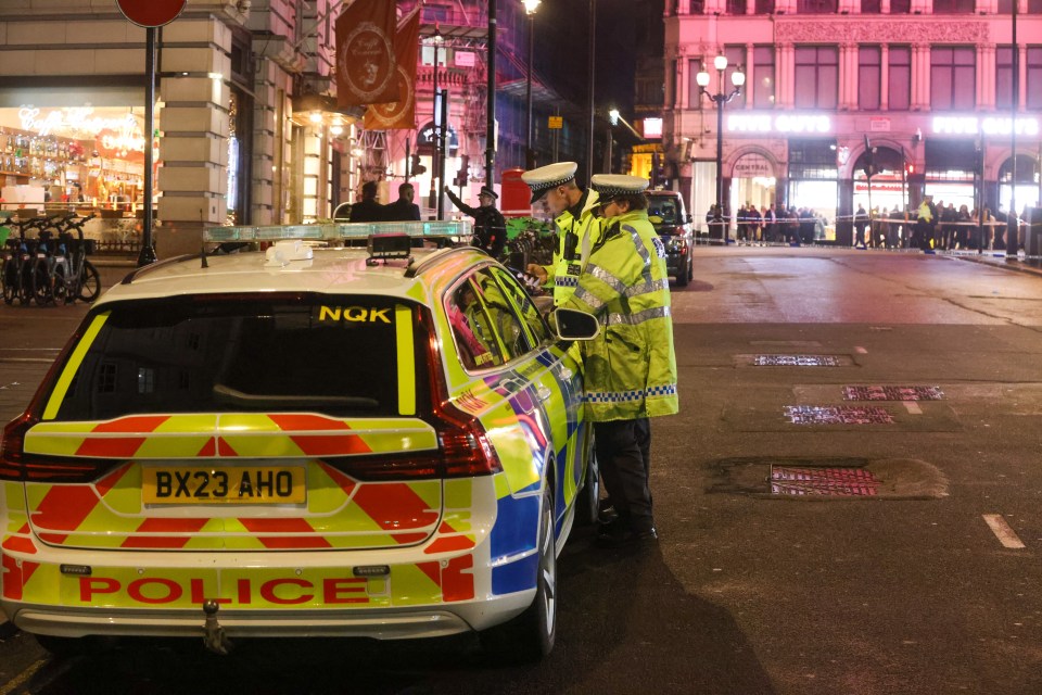 Cops at the scene in Piccadilly Circus