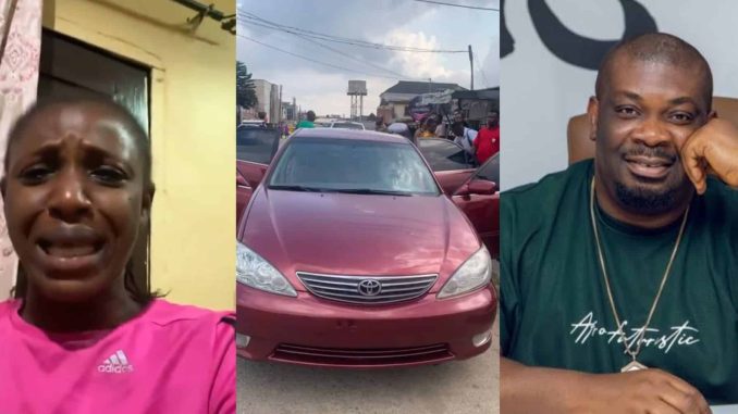 Lady sheds tears of joy as Don Jazzy gifts her N5M to buy car for children's school runs