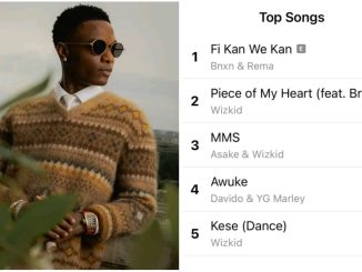 Wizkid's dance track debuts top 5 on Apple Music Charts