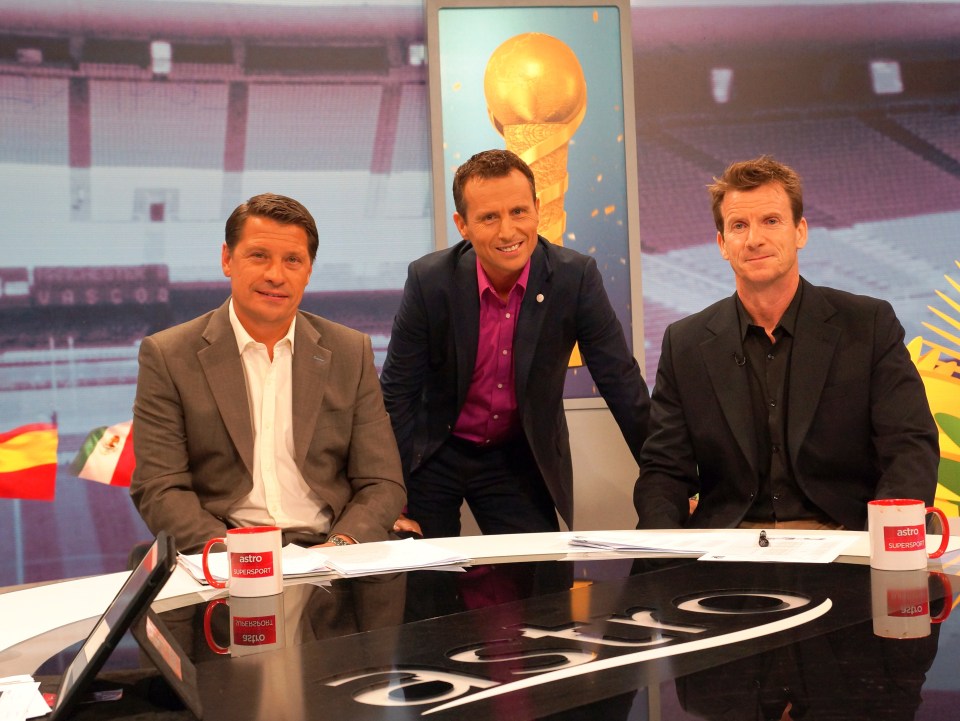 His dad Martin (right) with fellow pundits Tony Cottee and Jason Dasey (centre)