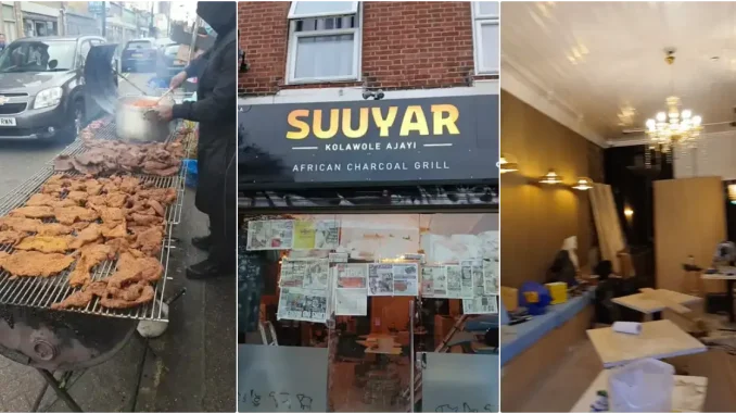 Man celebrates growth, moves roadside 'suya' business to big shop in UK