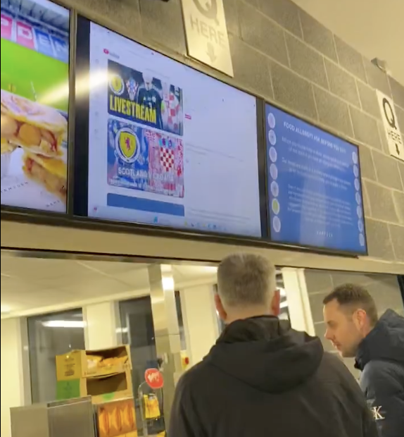 Staff struggled to show the game on TVs inside the national stadium