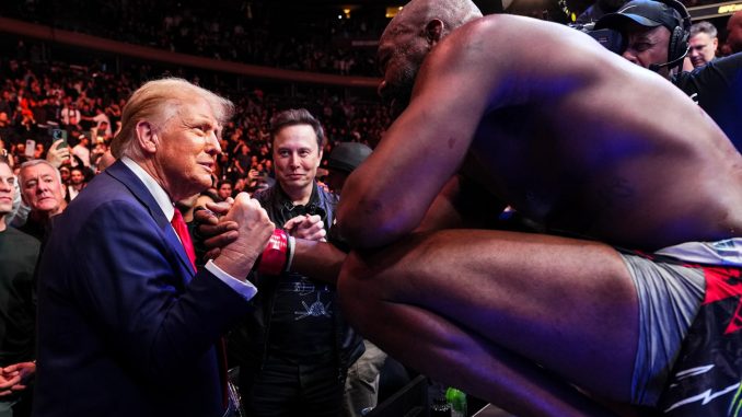 Jon Jones hands belt and BOWS to Donald Trump as US President elect steals the show at UFC 309 in New York