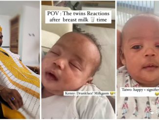 Tjay shares glimpse of his twins reaction to breastfeeding