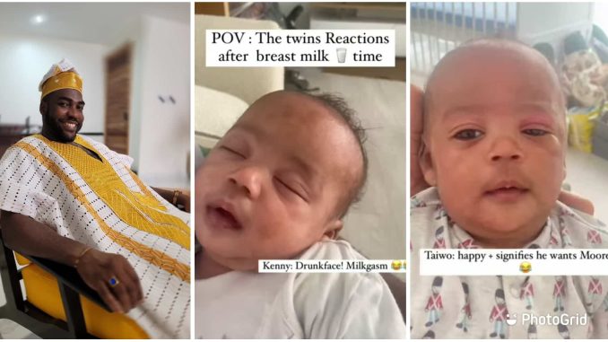 Tjay shares glimpse of his twins reaction to breastfeeding