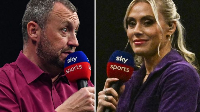 Sky Sports presenter Emma Paton calls out Wayne Mardle for 'getting it wrong' in Luke Littler's Grand Slam of Darts win