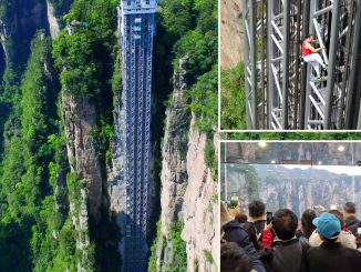 Vid goes inside the world’s tallest AND fastest elevator scaling mountain…& glass walls mean it’s not for faint-hearted