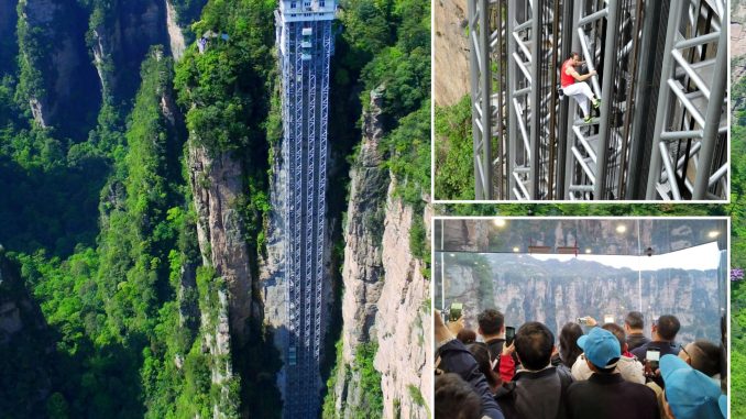 Vid goes inside the world’s tallest AND fastest elevator scaling mountain…& glass walls mean it’s not for faint-hearted