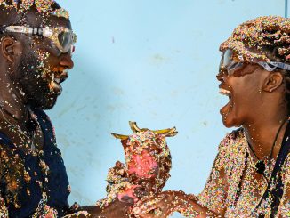 The moment I'm A Celeb's Melvin and Oti are pelted with sprinkles and gunge as they scream through mucky challenge