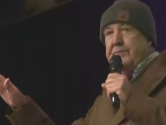 Moment Jeremy Clarkson calls for medic as protesting farmer 'falls ill' while on stage at Westminster rally