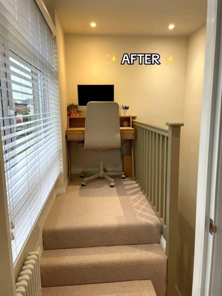 She managed to transform the area into a home office