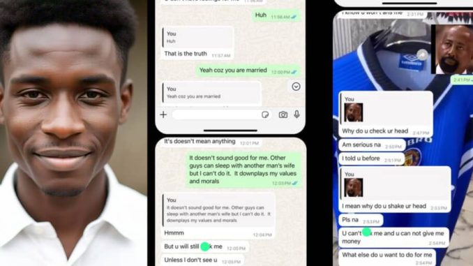 Man leaks chat of married woman with 2 kids begging him for intimacy, claims her husband doesn’t satisfy her