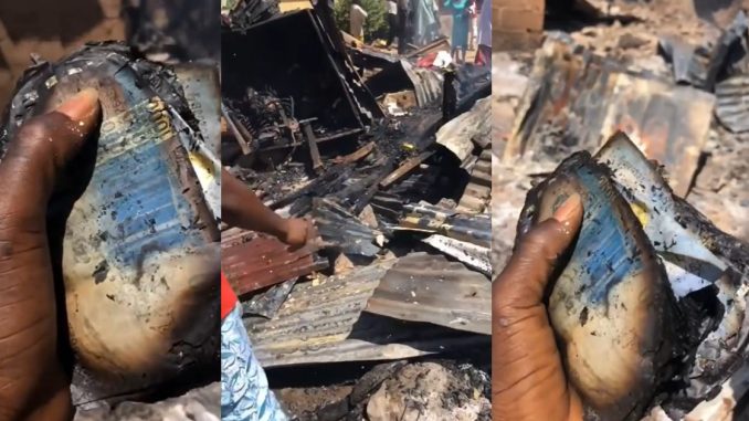 "Imagine he was saving his rent" – Man súffers l0ss as stack of ₦1,000 notes reduced to ashes after fire outbreak (WATCH)