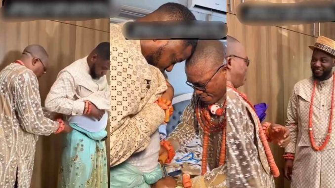 Heartwarming moment Isoko father-in-law prepares Yoruba groom for wedding with traditional Isoko outfit (WATCH)