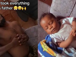 Mom surprised as son adopts same sleeping position as his father