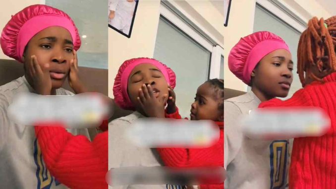 "Correct her immediately" – 2-year-old playfully h!ts mum's face for refusing a mouth-to-mouth k!ss (WATCH)