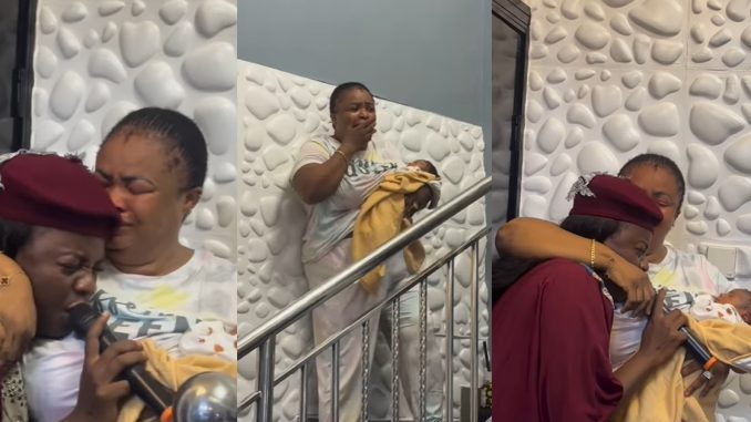 Gospel singer, Yinka Alaseyori pays heartfelt visit to Dayo Amusa following childbirth (WATCH)