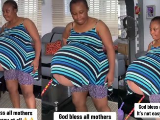 Pregnant lady shows off her huge baby bump, video stirs shock