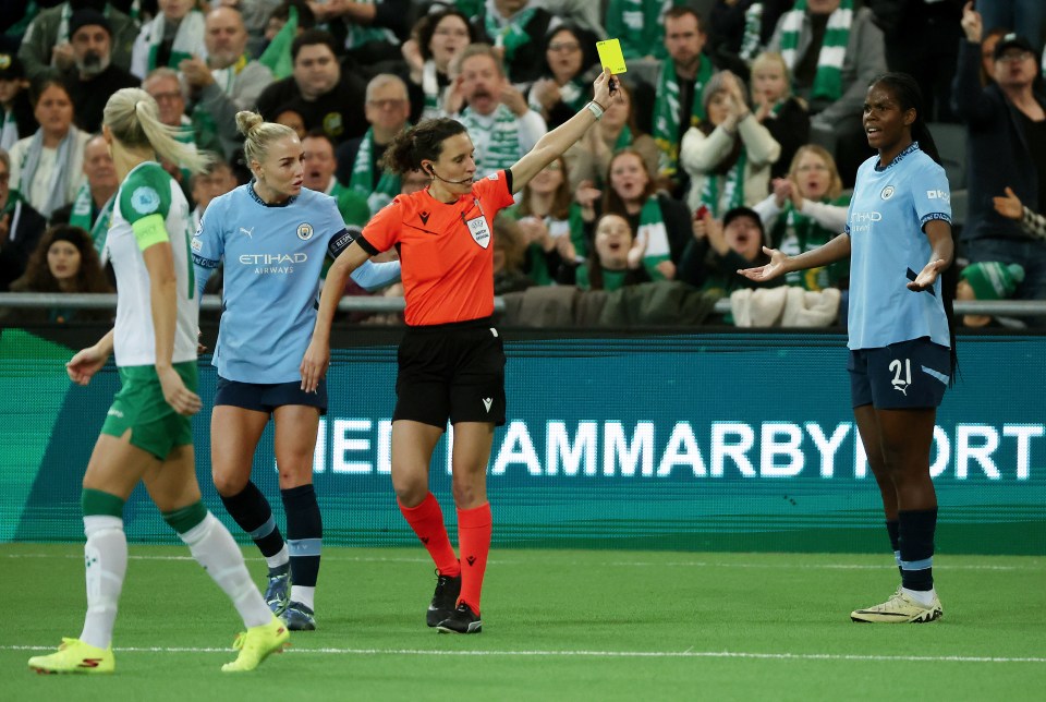 She was then left stunned after receiving a bizarre yellow card