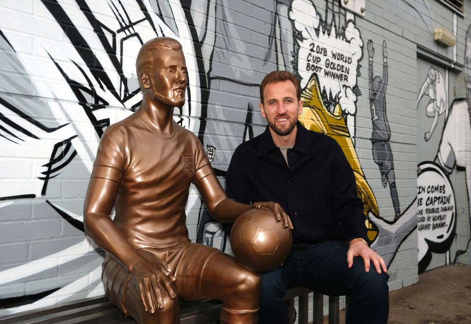 Harry Kane revealed his bronze statue at the Peter May Centre in London this week